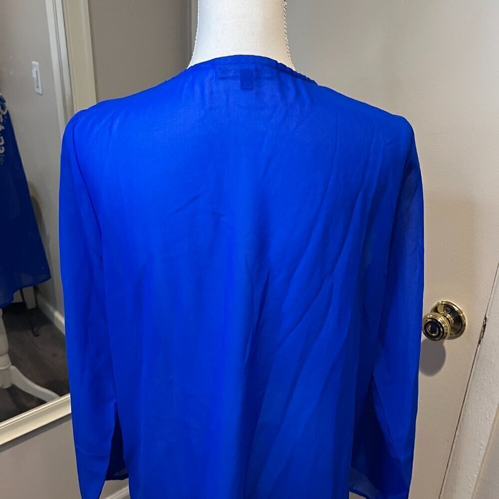 Club Z Collection Royal Blue beaded sheer cover up tunic, Size Medium - Picture 12 of 15